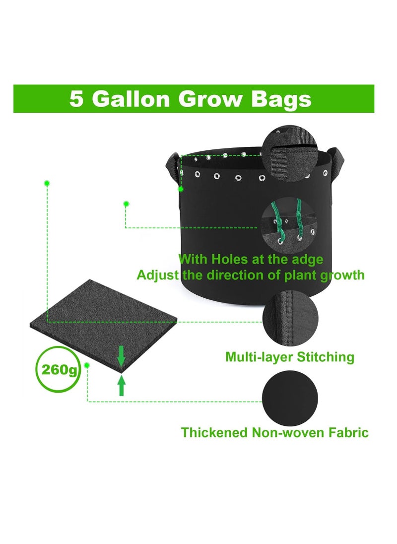 SYOSI Plant Grow Bags 5 Packs 5 Gallon Plant Grow Bags Thickened Non-woven Aeration Fabric Pots with Handles and Holes 19 litres Plant Fabric Containers  - Image 2