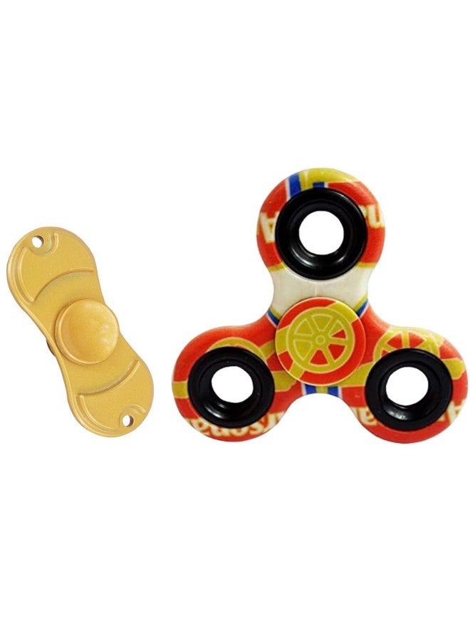 Premsons Premsons® Hand Spinner Desk Toy - High Speed Smooth Finger Spin Sensory Fidget Stress Relief Game Play for Kids & Adults - Birthday Party Gift - Combo - Football-A + Metal Gold Dual - Image 1