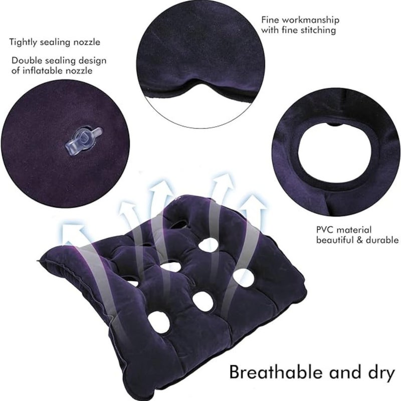 Metron METRON Inflatable Chair Cushion Portable Chair Pads Breathable Waffle Cushion Air Seat Cushion Tailbone Cushion for Car Office Wheelchair Light Blue  - Image 2