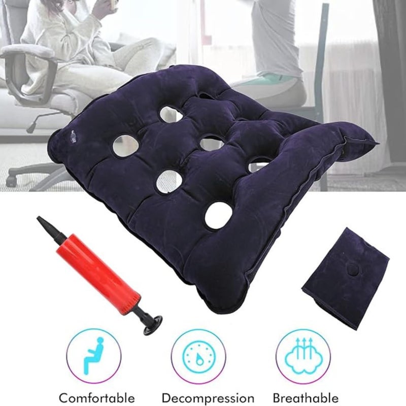 Metron METRON Inflatable Chair Cushion Portable Chair Pads Breathable Waffle Cushion Air Seat Cushion Tailbone Cushion for Car Office Wheelchair Light Blue  - Image 4