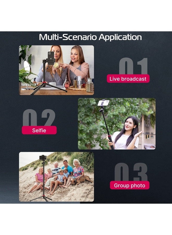 Ulanzi MT-44 Extendable Phone Tripod, 59" Selfie Stick Phone Vlog Tripod Stand with 2 in 1 Phone Clip, 360° Ball Head Camera Tripod for iPhone Sony Canon GoPro, Lightweight for Travel - Image 2