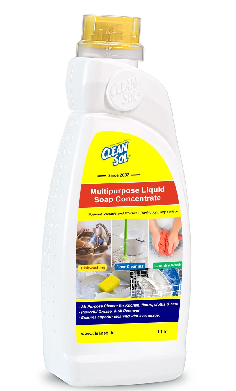 Cleansol Multipurpose Liquid Soap Concentrate | All-Purpose Cleaner for Kitchen, Dishwashing, Floors & Cars | Heavy-Duty Grease Remover - 1Ltr - Image 2