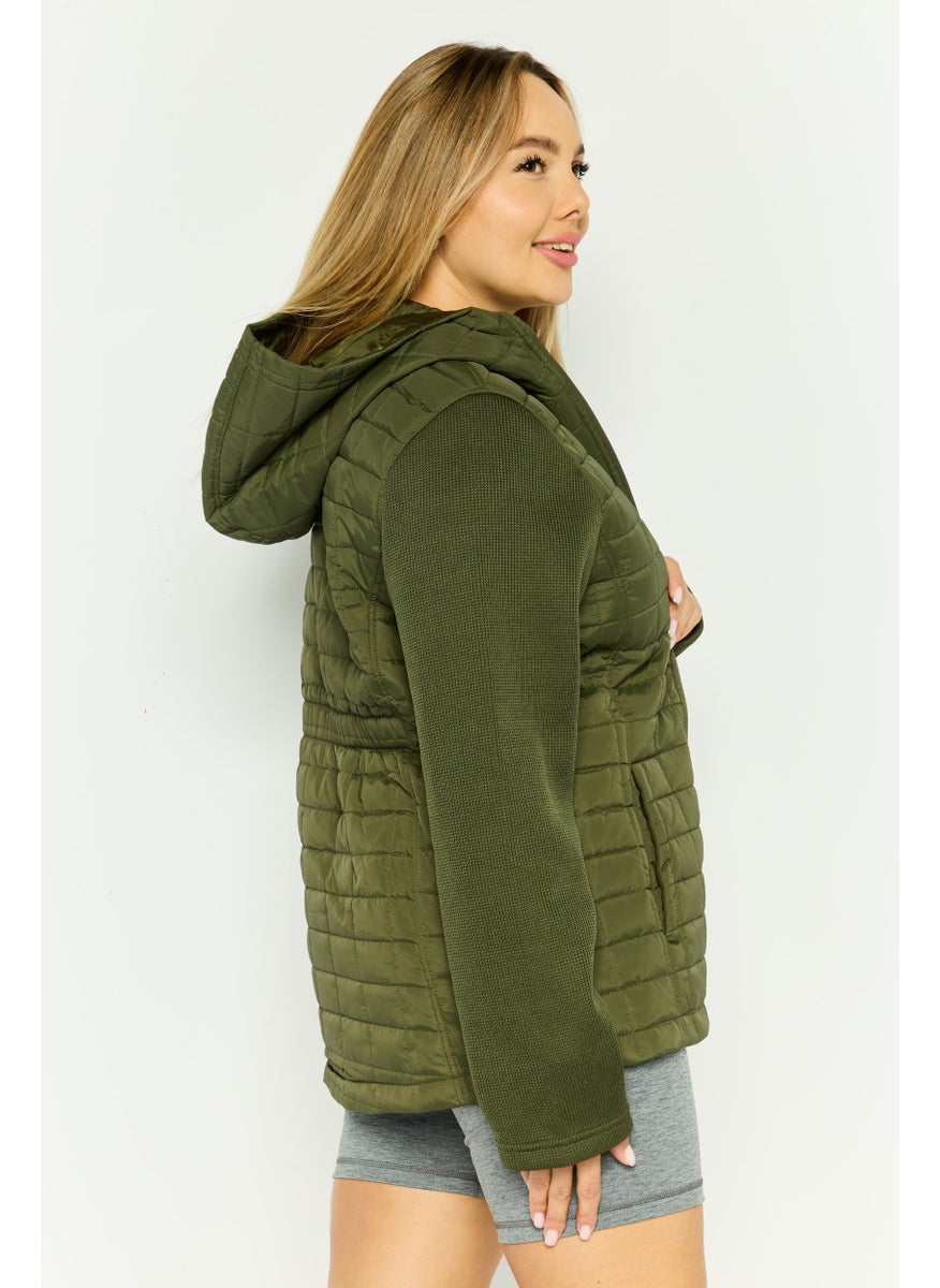 Reebok Women Sportswear Fit Long Sleeve Outdoor Jacket, Dark Green  - Image 3