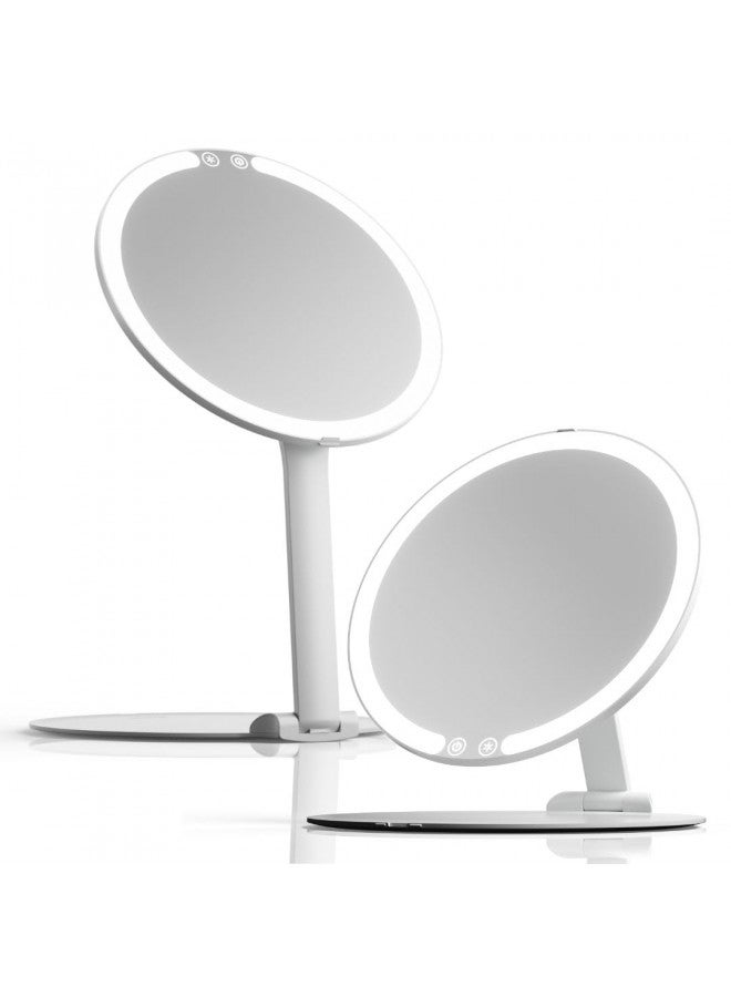 Fancii Fancii Rechargeable Travel Makeup Mirror with LED Light, 8" Foldable Stand, 3 Color Lighting Travel Mirror. Dimmable & Lightweight Portable Vanity Mirror, Beauty Travel Essential, Abigail - Image 1