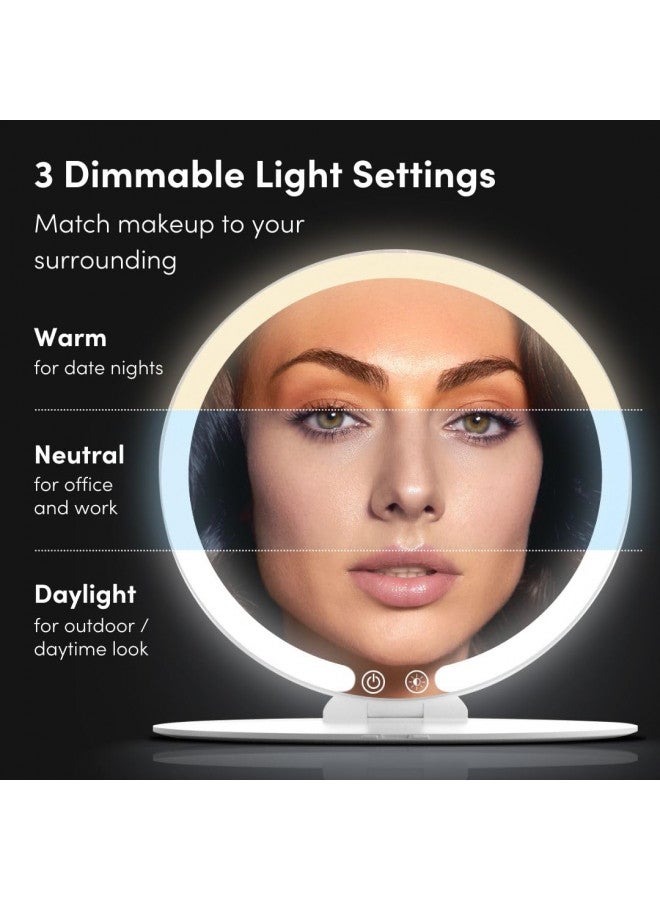 Fancii Fancii Rechargeable Travel Makeup Mirror with LED Light, 8" Foldable Stand, 3 Color Lighting Travel Mirror. Dimmable & Lightweight Portable Vanity Mirror, Beauty Travel Essential, Abigail - Image 3