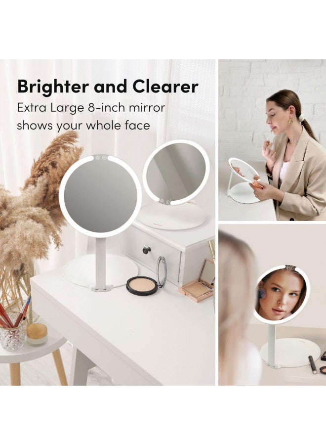 Fancii Fancii Rechargeable Travel Makeup Mirror with LED Light, 8" Foldable Stand, 3 Color Lighting Travel Mirror. Dimmable & Lightweight Portable Vanity Mirror, Beauty Travel Essential, Abigail - Image 5