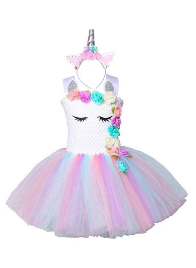 Pastel Unicorn Tutu Dress With Headband - Image 1