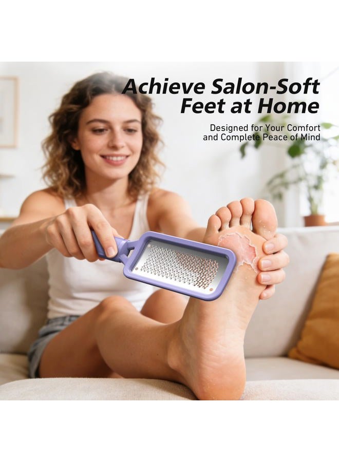 BALUCA Professional Foot File & Callus Remover - Stainless Steel Foot Rasp & Metal Feet Scrubber, Pedicure Tool for Hard Skin & Dead Skin Removal, Cracked Heel Repair for Baby Soft Feet (Purple) - Image 2