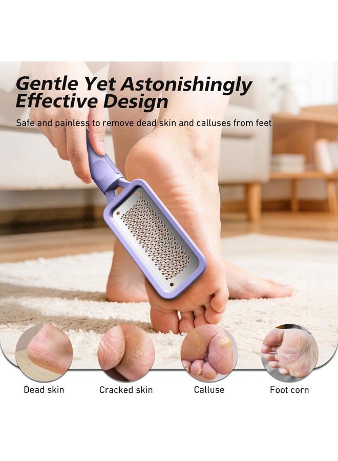 BALUCA Professional Foot File & Callus Remover - Stainless Steel Foot Rasp & Metal Feet Scrubber, Pedicure Tool for Hard Skin & Dead Skin Removal, Cracked Heel Repair for Baby Soft Feet (Purple) - Image 3