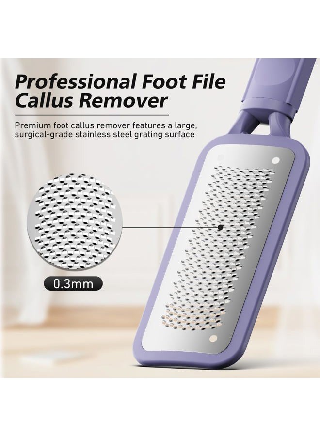 BALUCA Professional Foot File & Callus Remover - Stainless Steel Foot Rasp & Metal Feet Scrubber, Pedicure Tool for Hard Skin & Dead Skin Removal, Cracked Heel Repair for Baby Soft Feet (Purple) - Image 4
