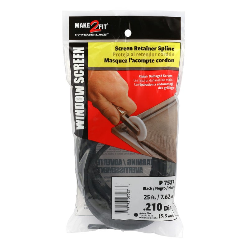 PrimeLine P 7527 Screen Retainer Spline 0210 In 25 foot Black 1 Roll