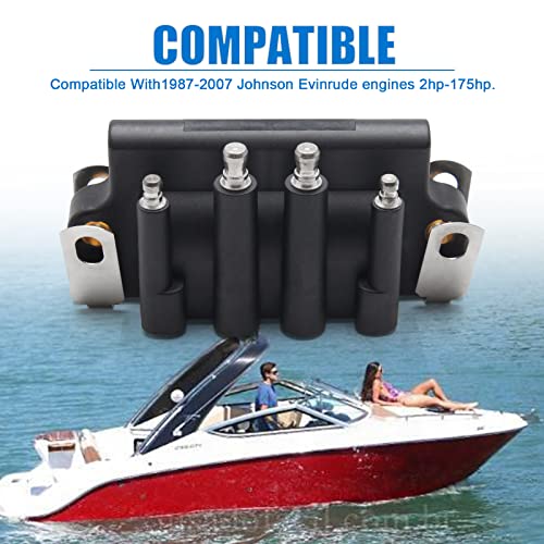 Somusen 583740 0583740 Dual Plug Wire Ignition Coil Compatible with 87-99 Johnson Evinrude OMC 18-5170 183-3740 583298 879614 2hp - 175hp Engines - Image 3