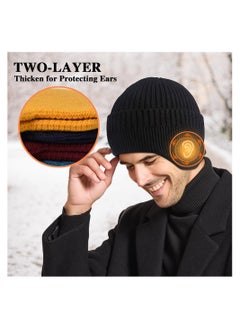SYOSI SYOSI Winter Beanies with Ear Flaps for Men Women, Stocking Caps Warm Ear Flap Hat with Fleece Lined Knit Brimmed Ski Cap  - Image 3