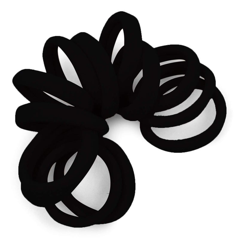 Cyndibands Seamless Hair Ties  Black  Gentle Hair Ties No Damage Standard Size 15 Inch Soft and Stretchy Nylon Fabric Ponytail Holders  12 Count