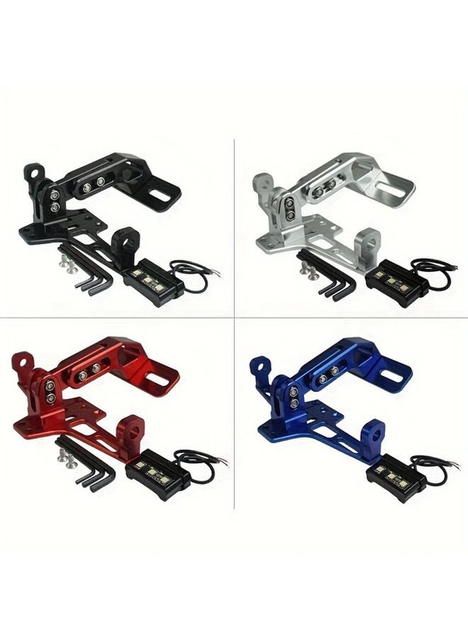 Blue LED Motorcycle License Plate CNC Aluminum Alloy Flexible Lightweight Upgrade - Image 1