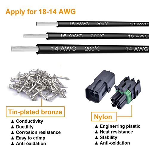 Twippo 15 Kits 2 Pin Connector Weather Pack Connectors Kit Automotive Electrical Waterproof Connectors 2 Wire Connectors with 60pcs Shrink Tubing Kit (18-14 AWG) - Image 3