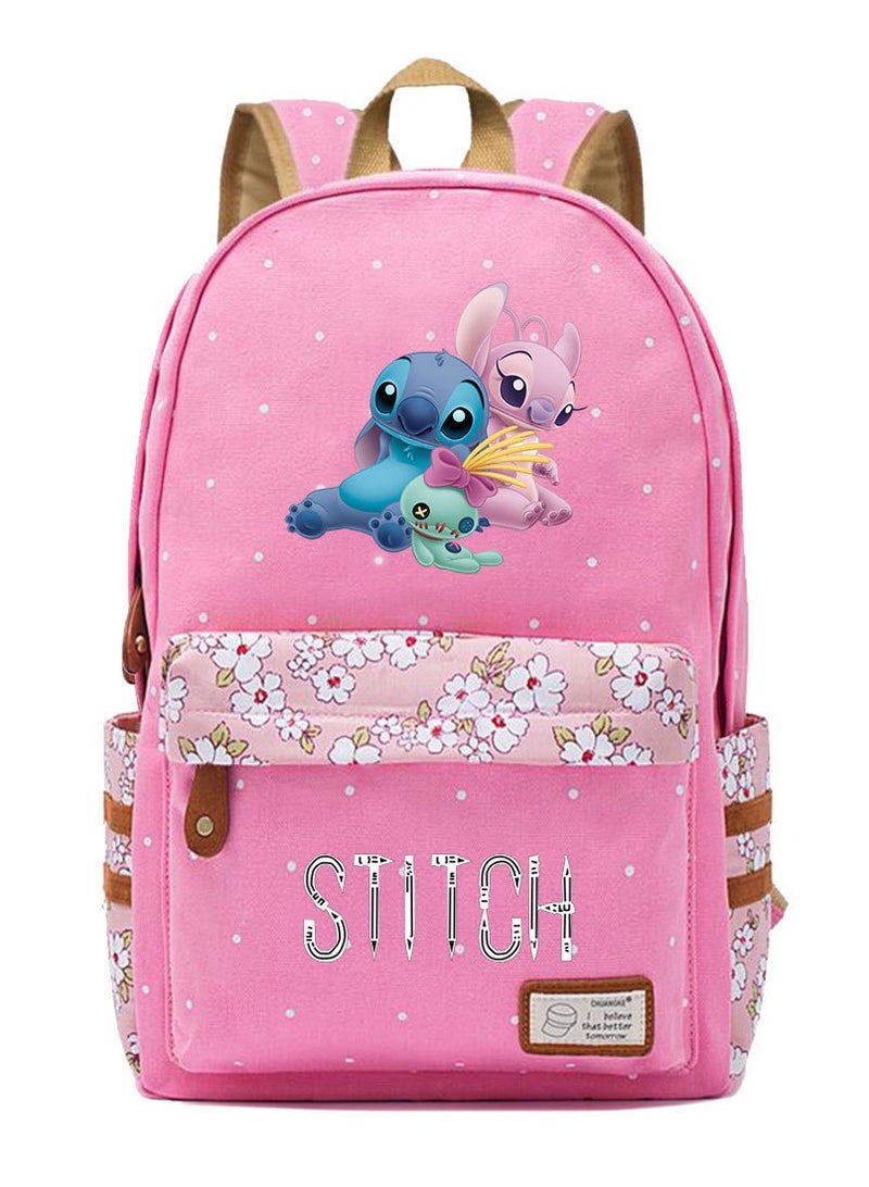 Stitch Printed Youth Casual Woven Strap Backpack