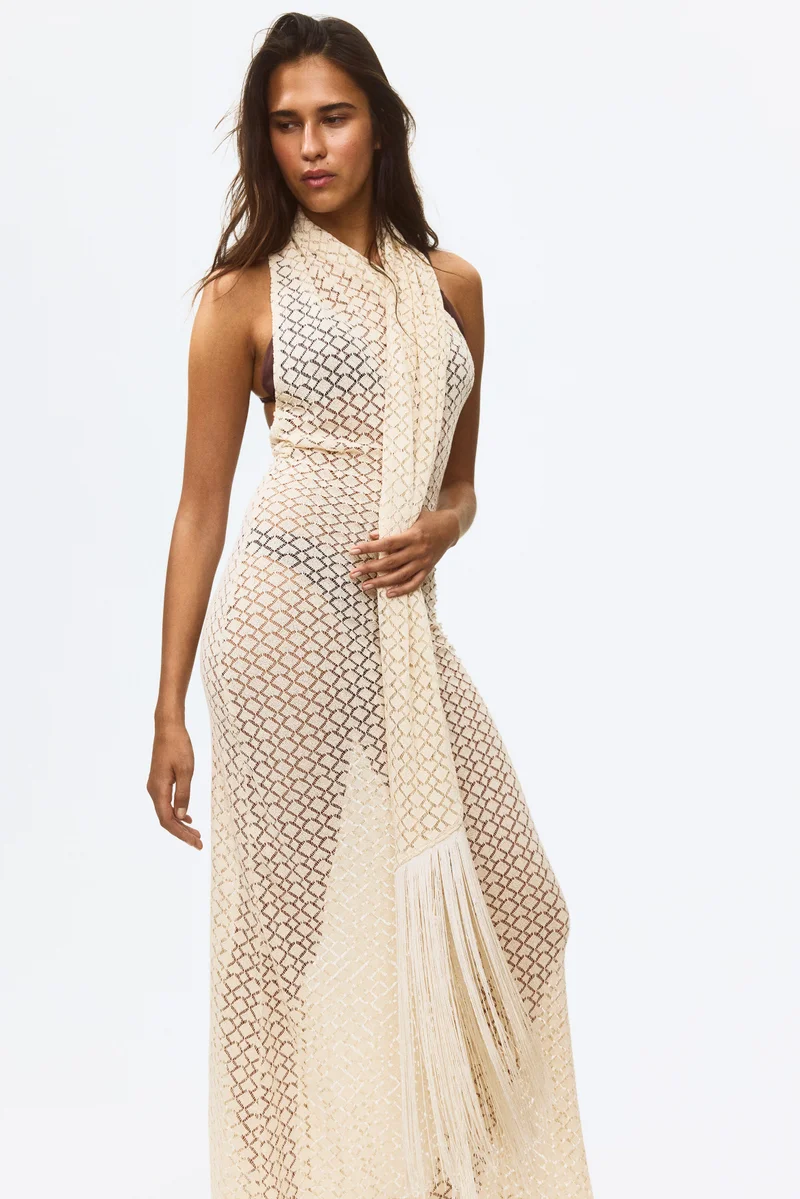 H&M  Crochet-look scarf-collar dress for Women | Best Price UAE