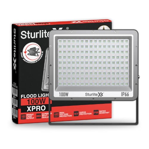 Sturlite Xpro 100 W LED Flood Light| Cool White 6500K Color Temperature LED Lamp| IP66 Waterproof Surge Protection Focus Light for Factory, Garage, Parking, Garden, Playground & Shop - Pack of 1 - Image 1