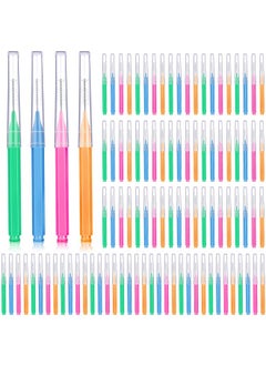 Patelai Patelai 100 Pieces Braces Brush for Cleaner Interdental Brush Toothpick Dental Tooth Flossing Head Oral Dental Hygiene Flosser Toothpick Cleaners Tooth Cleaning Tool(Bright Colors,Multiple Sizes)  - Image 1