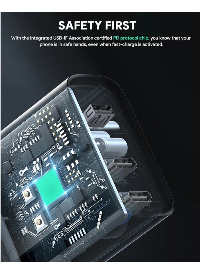 Aukey PA-B7O BK 3-Port 140W PD Wall Charger with GaN Power Tech - Image 3