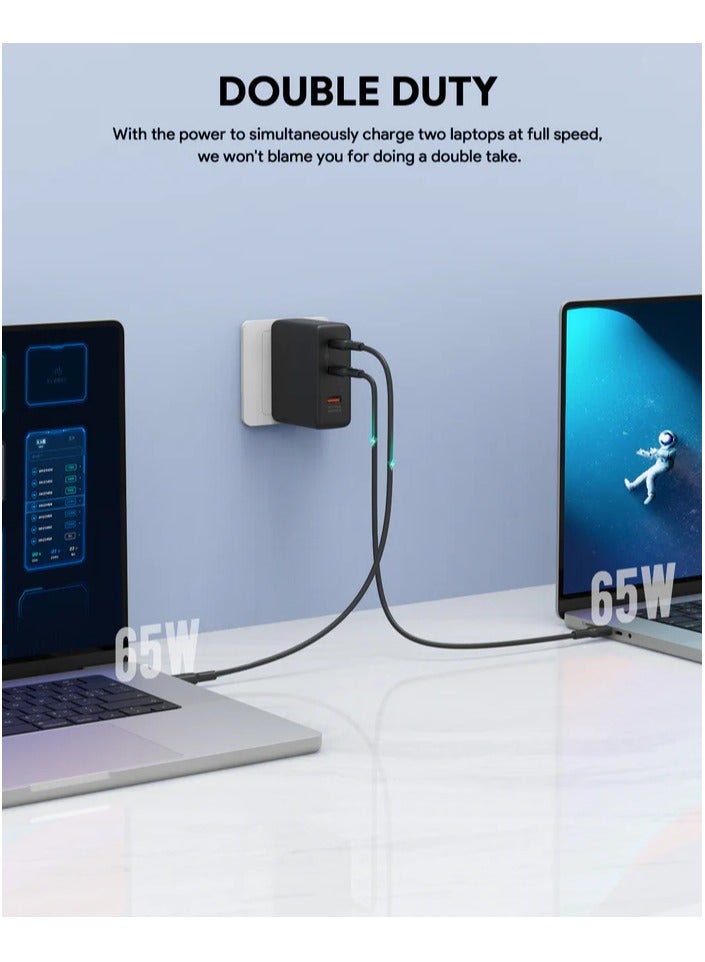 Aukey PA-B7O BK 3-Port 140W PD Wall Charger with GaN Power Tech - Image 4