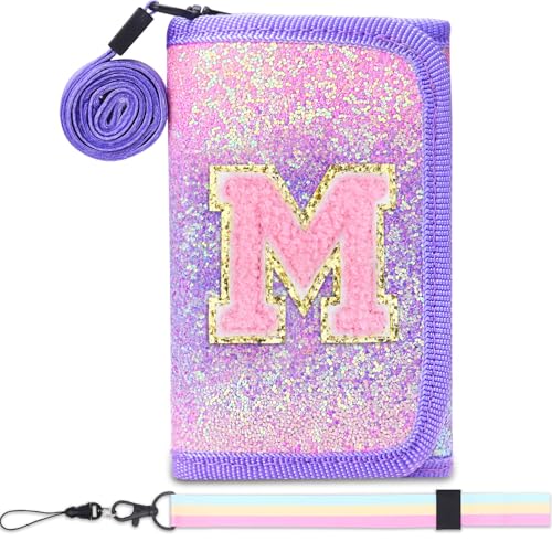 Luchike Kids Wallet for Little Girls - Toddler & Teen Girl Wallets with Initials, Coin Pocket & Magic Sticker - Purple - Image 1