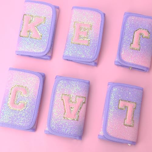 Luchike Kids Wallet for Little Girls - Toddler & Teen Girl Wallets with Initials, Coin Pocket & Magic Sticker - Purple - Image 3