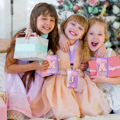 Luchike Kids Wallet for Little Girls - Toddler & Teen Girl Wallets with Initials, Coin Pocket & Magic Sticker - Purple - Image 2