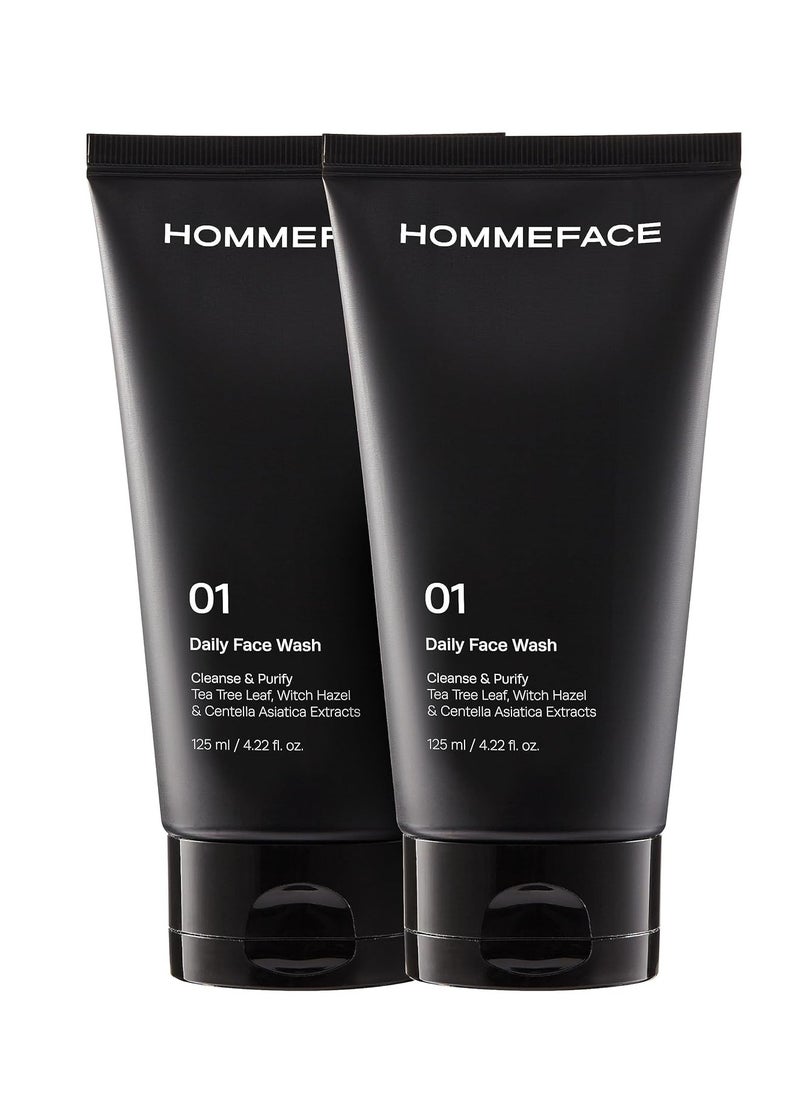 HOMMEFACE HommeFace 2-Pack Daily Face Wash for Men, Gentle Facial Cleanser for Deep Cleansing with Collagen, Hyaluronic Acid & Witch Hazel Extract  - Image 1