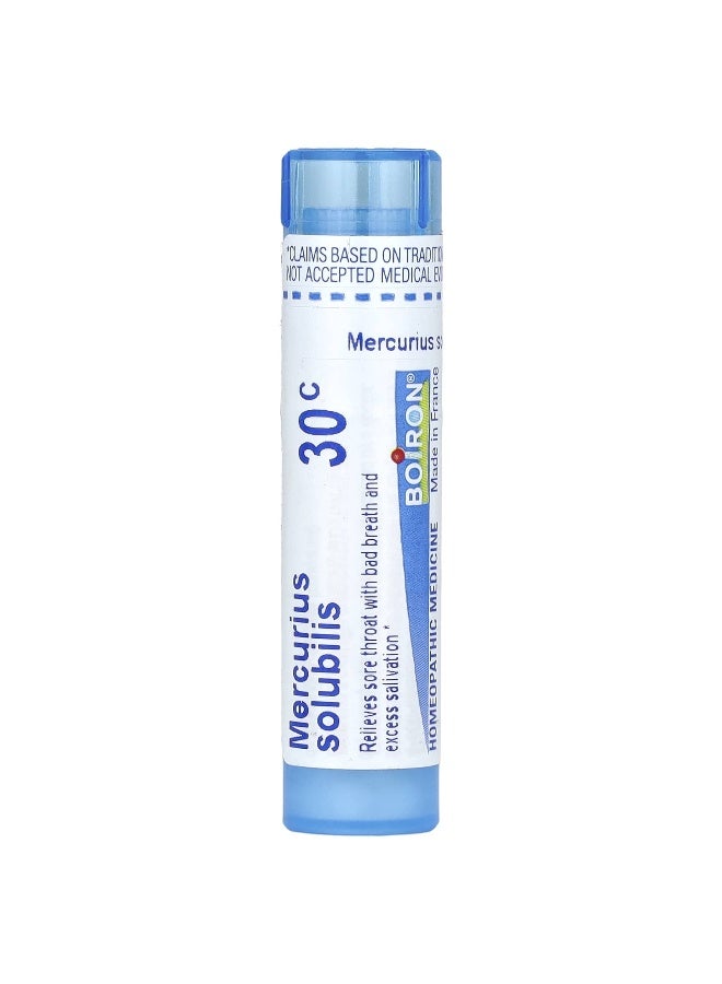 Boiron بوارون، ميركورياس سولوبيلس، 30C، تخفيف التهاب الحلق، حوالي 80 حبة - Image 1