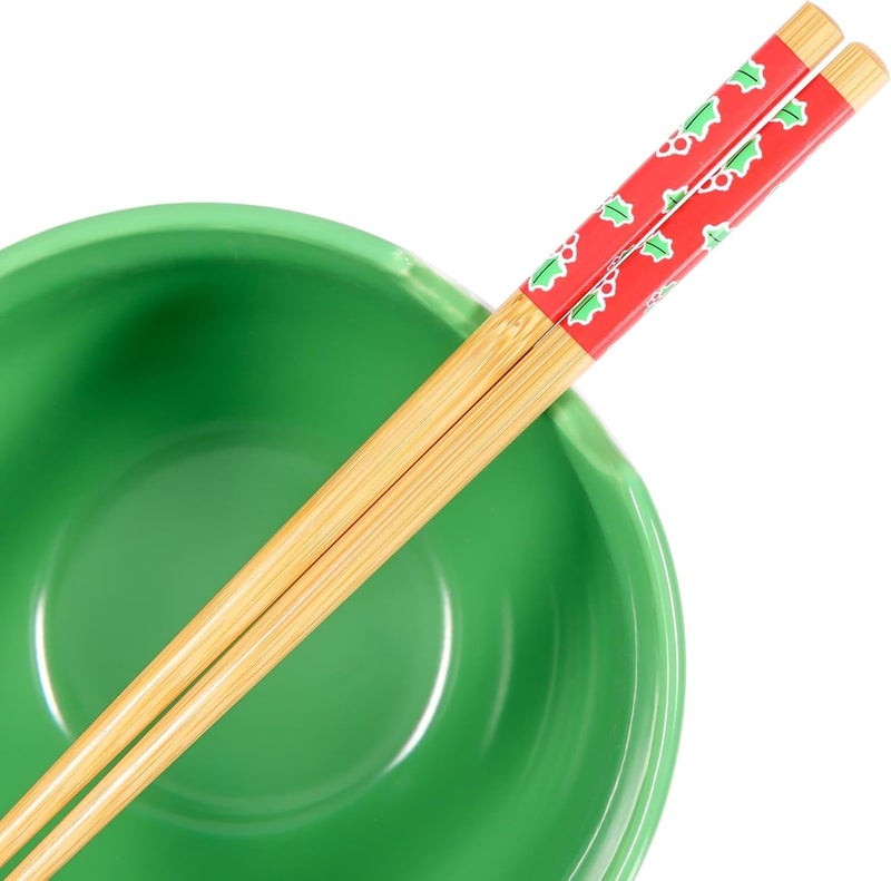 Silver Buffalo Sanrio Hello Kitty Holiday Ceramic Ramen Dinnerware Set  Includes 20Ounce Noodle Bowl and Wooden Chopsticks - Image 5