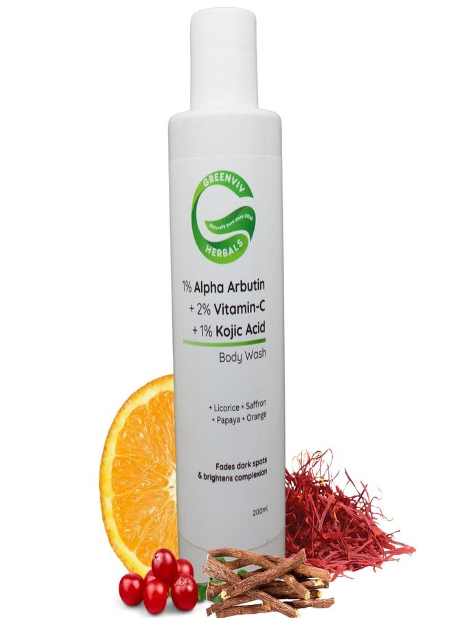 Greenviv Alpha Arbutin Body Wash Shower Gel for Brightening & Pigmentation | with Vitamin C & Kojic Acid | Fades Dark Spots, Evens Skin Tone & Enhances Glow | For Women & Men | Sulphates & Paraben-Free | 200 ml - Image 1