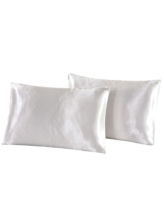 NIBEMINENT 2-Piece Simple Solid Standard Bedroom Pillow Case Silk Black 51x66cm - Image 3