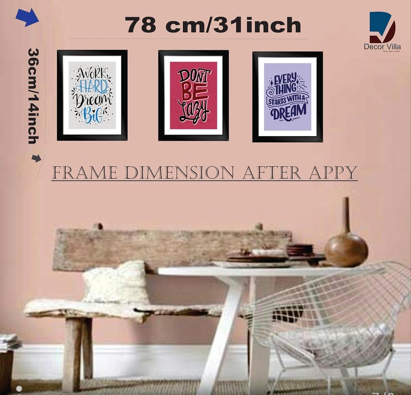 DecorVilla Decor Villa Motivational Quotes Set of 3 Art Painting Framed Paintings For Home Office Bedroom living room Office etc Size 105x135inchMulticolor DVFC0001 - Image 3
