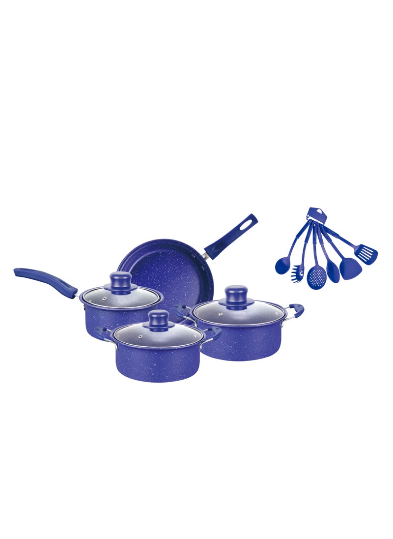 13-Piece Non-Stick Aluminium Cookware Blue