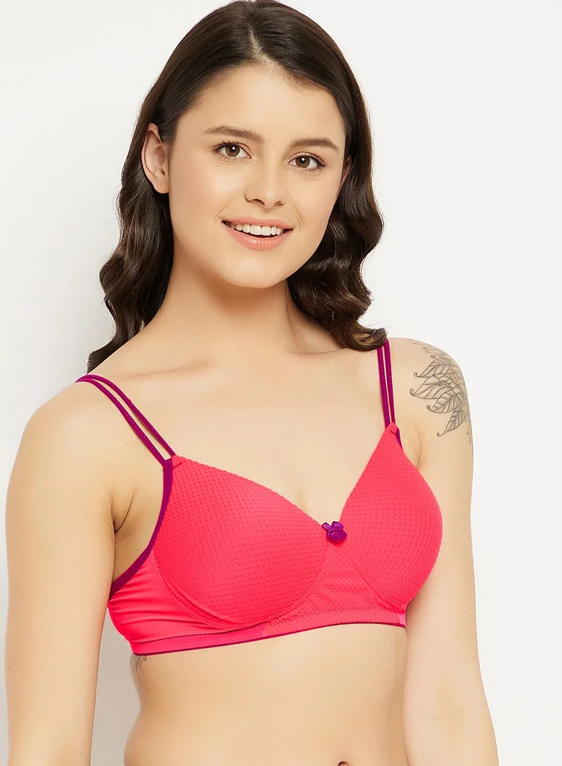 Clovia Padded Non-Wired Full Cup Self-Patterned T-shirt Bra