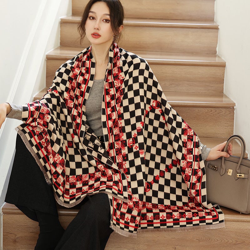 آي إس آي Style High-End Shawl For Women, Dual-Use Blanket Scarf, Office Blanket, Faux Cashmere Scarf - Image 1