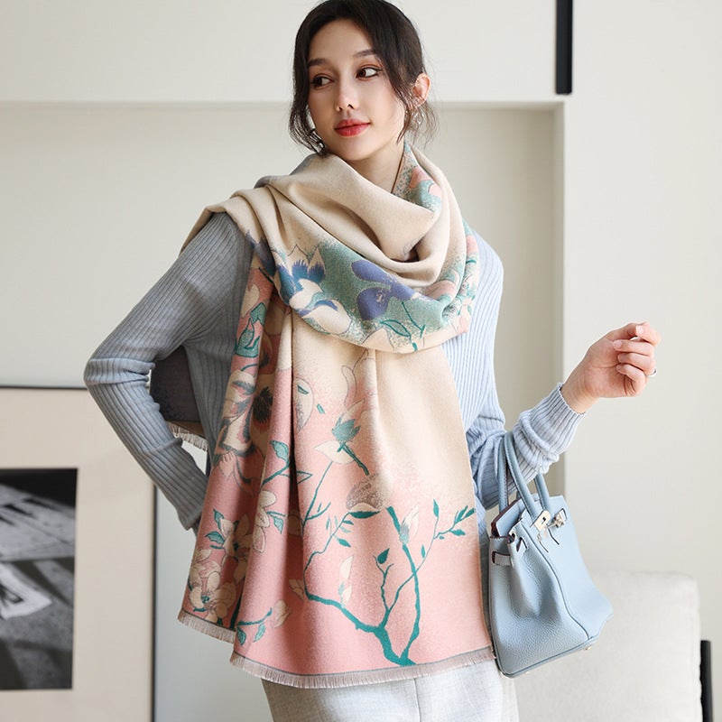 آي إس آي Style High-End Shawl For Women, Dual-Use Blanket Scarf, Office Blanket, Faux Cashmere Scarf - Image 4