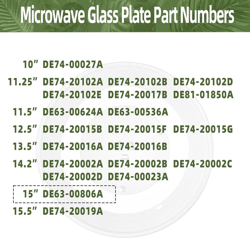 Gemroom 15 Inch Microwave Glass Plate Replacement Compatible with Samsung Microwaves DE63-00806A - Image 5