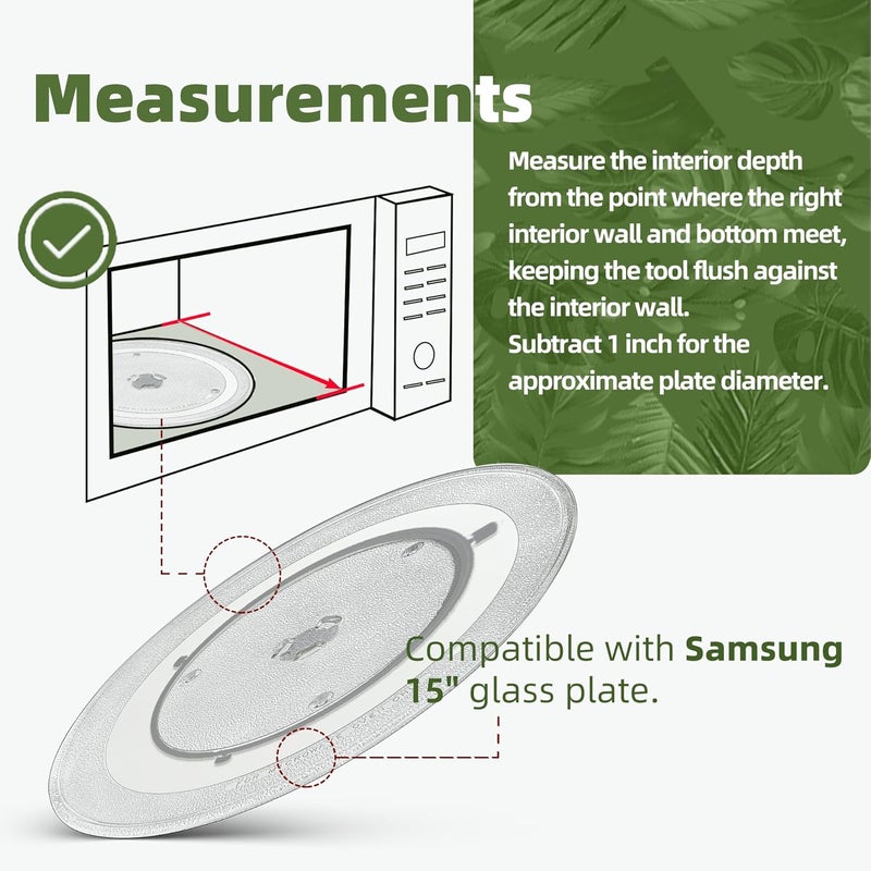Gemroom 15 Inch Microwave Glass Plate Replacement Compatible with Samsung Microwaves DE63-00806A - Image 4
