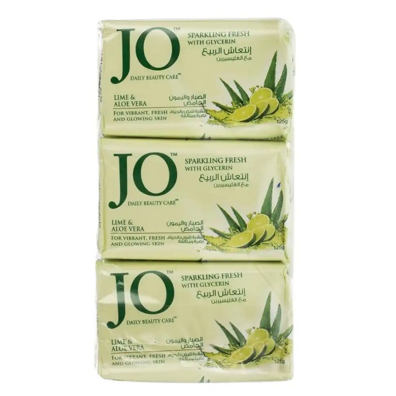 Jo Daily Beauty Care Lime And Aloe Vera Sparkling Fresh Soap With Glycerin- 6X125gms