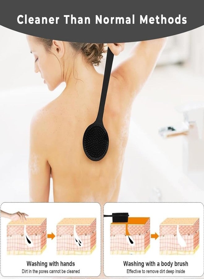 ARICA Premium Soft Silicone Back Scrubber Shower Bath Body Brush with Long Handle Dirt_Removal Back Scrubber | BPA-Free | For Men and Women (BLACK) - Image 2