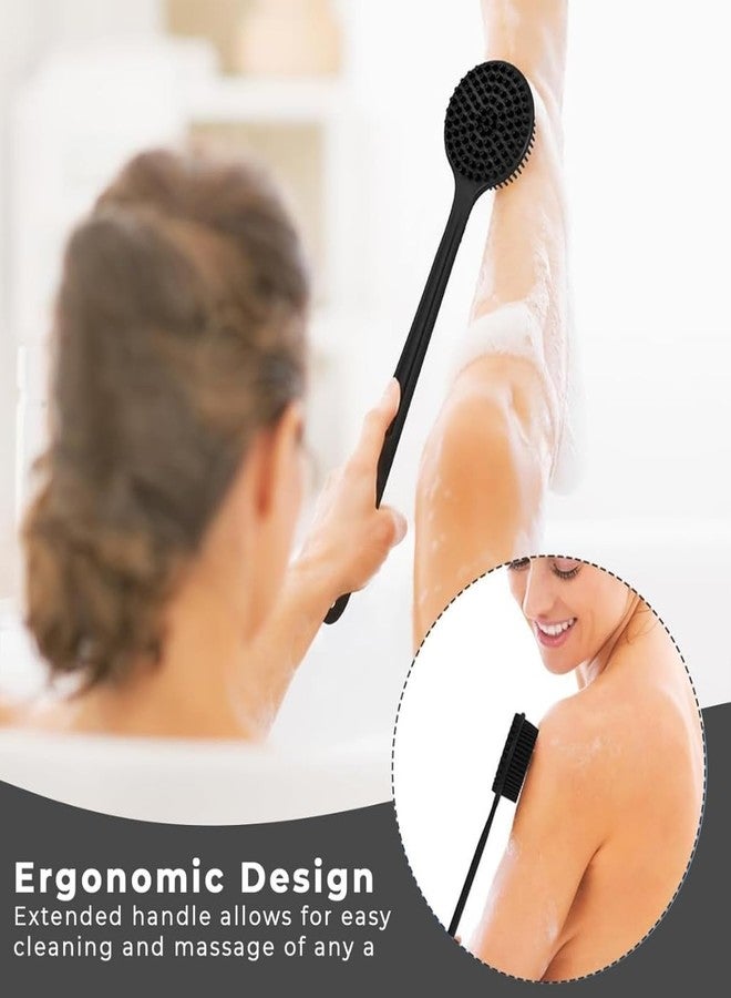 ARICA Premium Soft Silicone Back Scrubber Shower Bath Body Brush with Long Handle Dirt_Removal Back Scrubber | BPA-Free | For Men and Women (BLACK) - Image 3