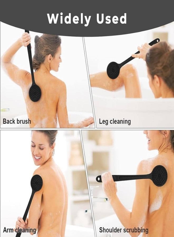 ARICA Premium Soft Silicone Back Scrubber Shower Bath Body Brush with Long Handle Dirt_Removal Back Scrubber | BPA-Free | For Men and Women (BLACK) - Image 4