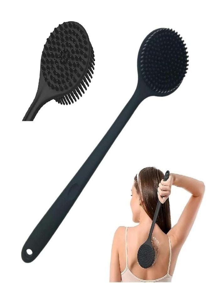 ARICA Premium Soft Silicone Back Scrubber Shower Bath Body Brush with Long Handle Dirt_Removal Back Scrubber | BPA-Free | For Men and Women (BLACK) - Image 1