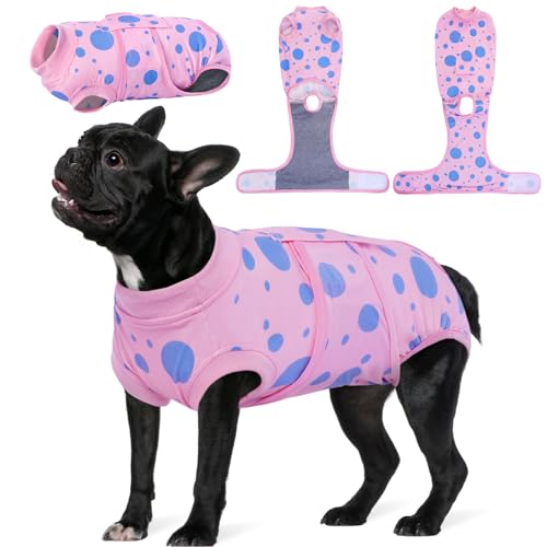 Kuoser Dog Surgery Suit Soft Dog Spay Recovery Suit Female Anti Licking Neuter Recovery Suit for Male Dogs PostOp Pet Surgical Suit Protective Wear ECollar Cone AlternativePink Polka Dots XS - Image 1