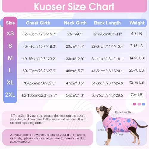 Kuoser Dog Surgery Suit Soft Dog Spay Recovery Suit Female Anti Licking Neuter Recovery Suit for Male Dogs PostOp Pet Surgical Suit Protective Wear ECollar Cone AlternativePink Polka Dots XS - Image 3