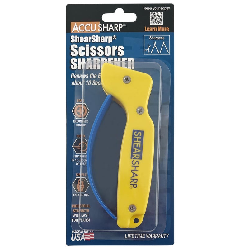 AccuSharp ShearSharp Scissors Sharpener, Diamond-Honed Tungsten Carbide Blade Sharpening Tool for Scissors, Garden Shears, Kitchen Shears, Hedge Clippers, Yellow - Image 3