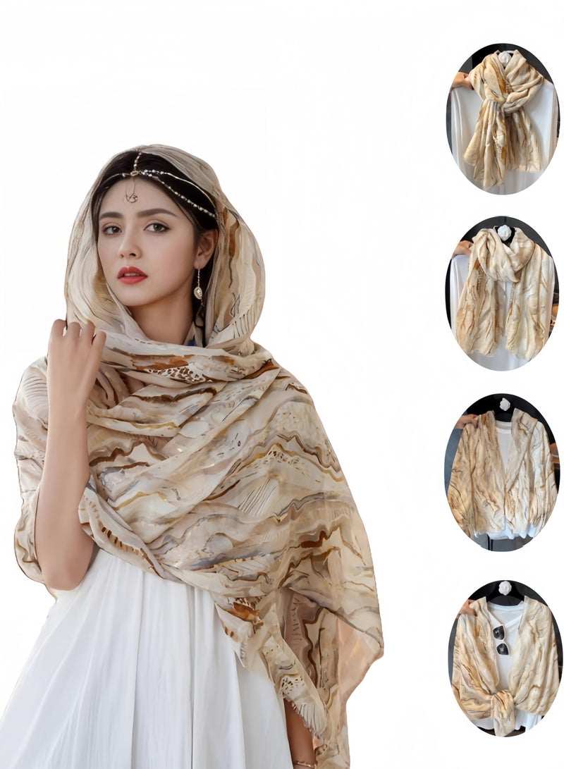 عباءة طويلة بأزرار مقاومة للرياح والشمس والرمال، بتصميم عرقي، متعددة الاستخدامات، ملابس خارجية للسفر لالتقاط الصور، رقيقة (180*90 سم/71*35 بوصة) - Image 1